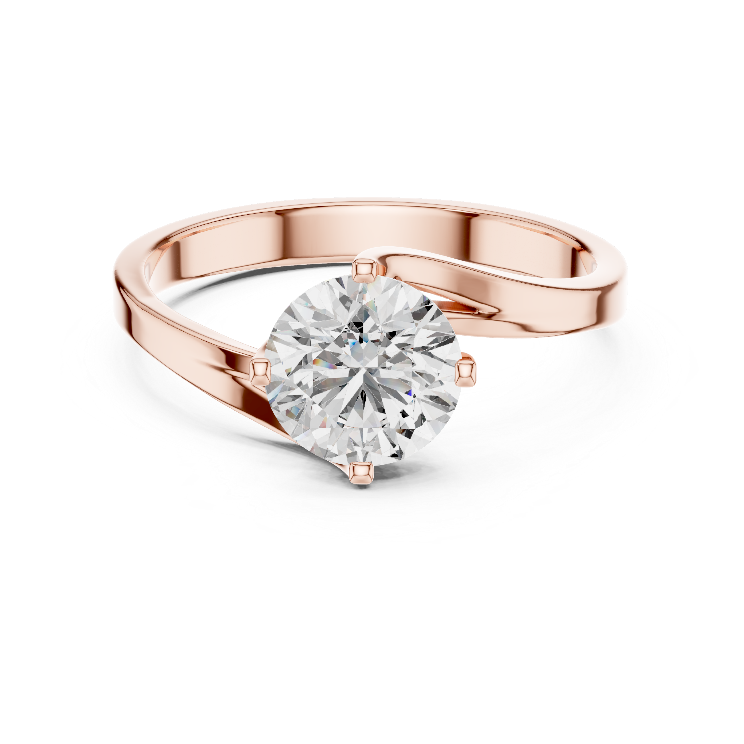 Twist of Elegance 1-CT Diamond Solitaire Ring In 14-KT White Gold